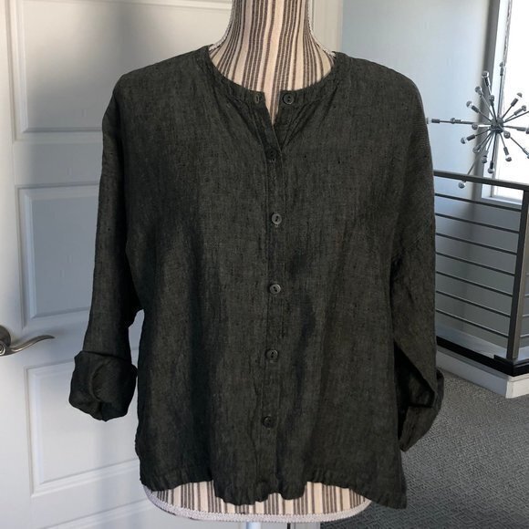 Eileen Fisher Petite Loose Fit Linen Top